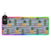 Colorful Pineapple Wireless Charging Mouse Pad for Mobile Phone Extra Large Gaming Mousepad with 13 Lighting Modes Extended Desk Mat for Gaming MacBook PC Laptop Desk Home Office